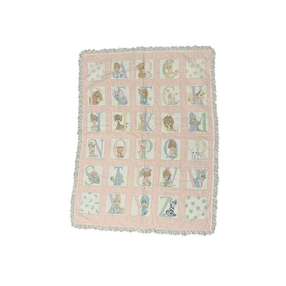 [Vintage] Handmade Quilted Precious Moments Baby Blanket - Picture 1 of 4